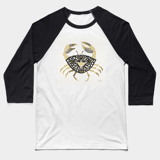 Black Gold Crab Baseball T-Shirt by CatCoq